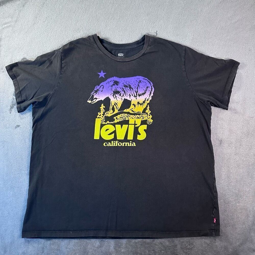 Levi’s Standard San Francisco CA Ombré Bear T-Shirt Men’s XXL Black‎ Purple